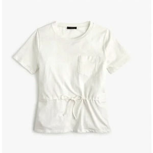 J. Crew Women's White Tie Waist Pocket T Shirt Size Medium